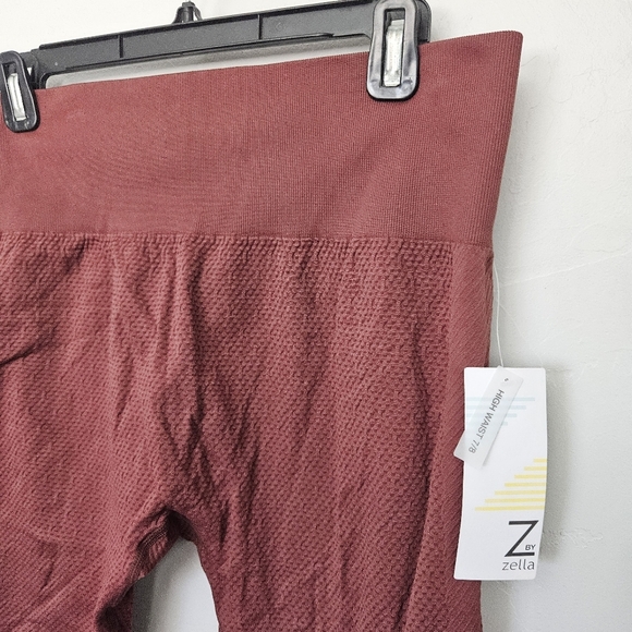Z by Zella NWT Womens XL High Waist 7/8 Length Maroon Leggings Textured Athletic - Picture 5 of 7